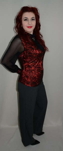 Pantalon rafinat, nuanta de gri, elastic in talie si cusaturi