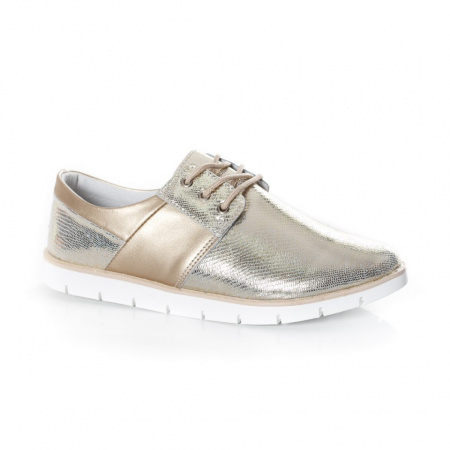 Pantof de toamna, primavara, tip sport, din piele lucioasa, aurie