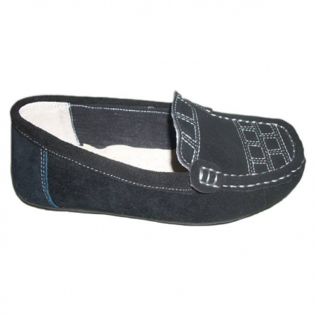 Pantof negru de zi, cu design geoametric de nuanta alba