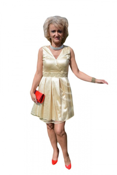 Rochie deosebita de seara, material fin cu fir auriu in tesatura