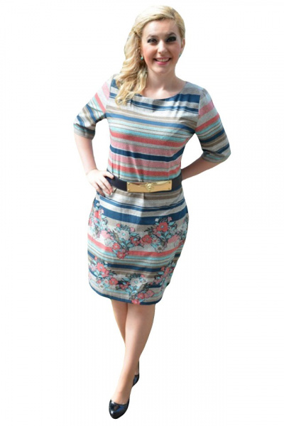 Rochie feminina de primavara-vara, design de dungi orizontale