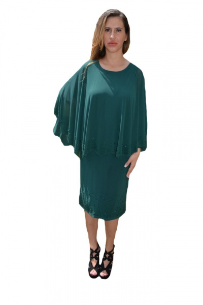 Rochie Maci cu aplicatii de strasuri ,nuanat de verde