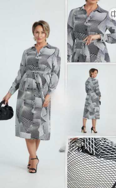 Rochie tip camasa negru cu alb