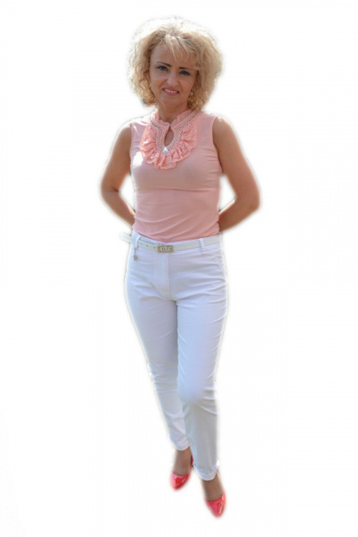 Pantalon alb de vara, model lung din material elastic, subtire