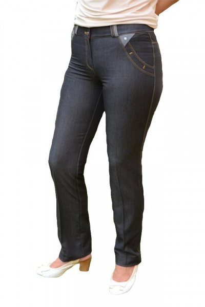 Pantalon lung de stofa cu aspect de blug cu design de buzunare