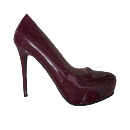 Pantof elegant de culoare marsala cu toc inalt cui si platforma