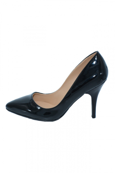 Pantof negru cu toc cui si varf ascutit, model clasic tip stiletto