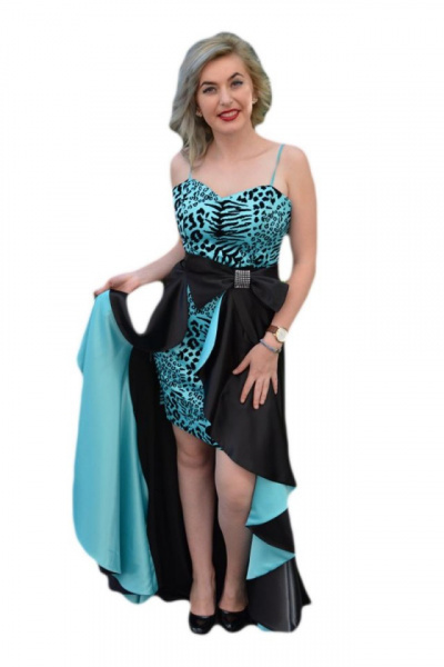 Rochia de seara, insertie animal-print, atat lunga, cat si scurta