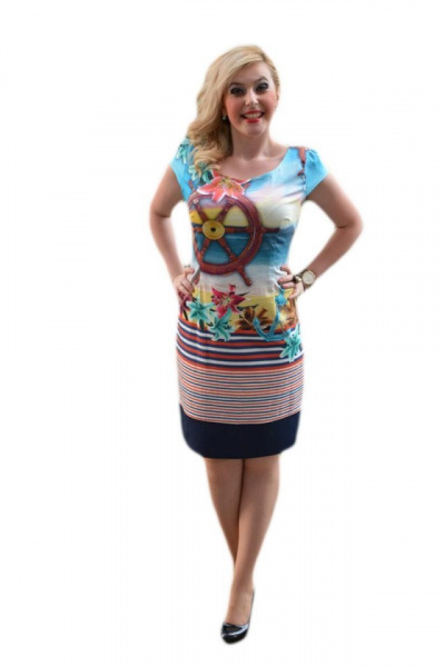 Rochie casual ,cu imprimeu tematic, cu tonuri multiple de culori