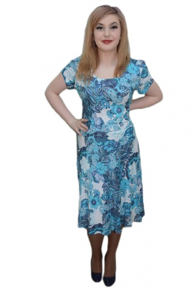 Rochie deosebita de zi cu imprimeu floral albastru, masura mare
