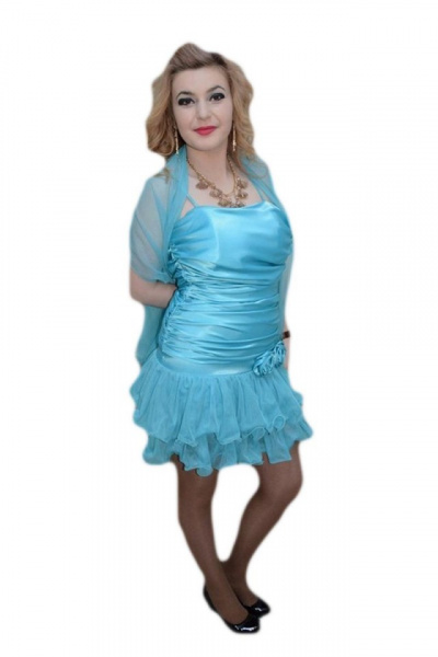 Rochie in nuanta de albastru, decolteu clasic, fermoar