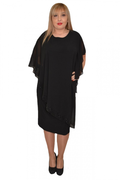 Rochie neagra Sigrid cu aplicatii de strasuri pe voal