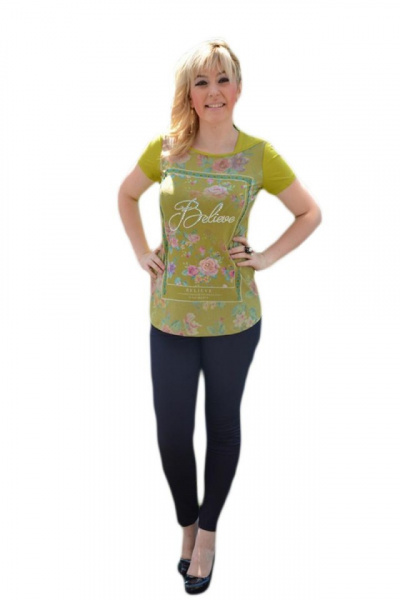 Bluza moderna de vara cu imprimeu multicolor pe fond verde