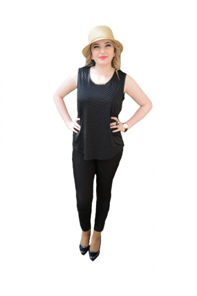 Bluza neagra cu model de buline argintii, iesite usor in relief