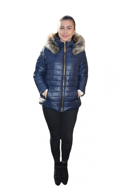Jacheta rafinata de toamna-iarna ,guler fronsat si gluga detasabila,nuanta de bleumarin