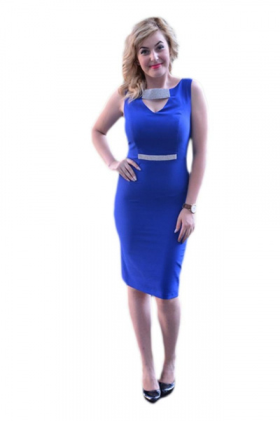 Rochie de culoare albastra, model elegant, infrumusetat cu pietre
