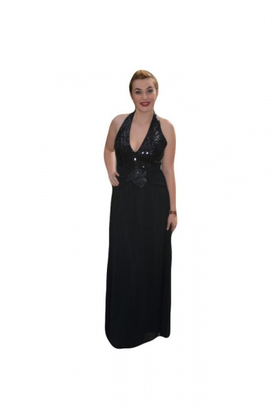 Rochie de ocazie moderna, neagra in totalitate, cu un design frumos