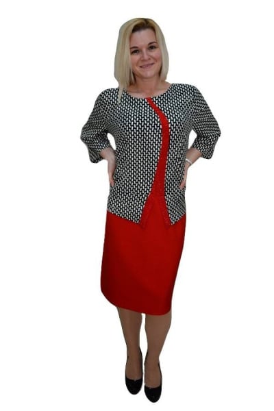 Rochie de ocazie tip costum cu insertii de strasuri, masuri mari