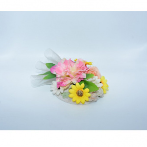 Agraf tip palarie ,model elegant cu flori,multicolor - Img 6