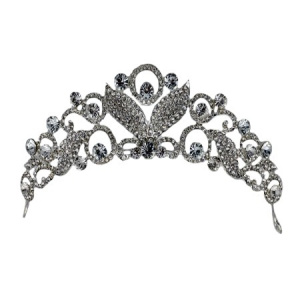 Agrafa eleganta tip coronita, din metal argintiu cu strasuri - Img 1