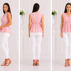 Bluza casual, cu dungi fine rosu-alb - Img 3