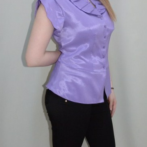 Bluza cu nasturi tip camasa, de culoare mov, cu maneca scurta - Img 3