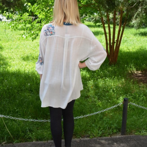 Bluza dama Clara,modele painted,nuanta de alb - Img 4