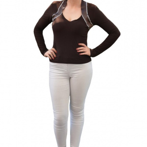 Bluza de ocazie, de culoare maro, model simplist, cu strasuri
