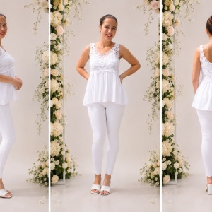 Bluza Edela, tip maiou, model cu broderie, nuanta alb - Img 2