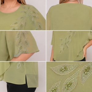 Bluza eleganta cu aplicatii deosebite Dakota,nuanta de kaki - Img 3