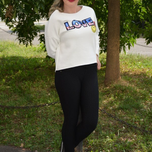 Bluza fashion, de culoare alba, din bumbac, cu paiete multicolore - Img 5