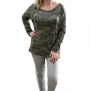 Bluza in tendinte, verde, inchis cu imprimeu rafinat, aspect lucios - Img 1