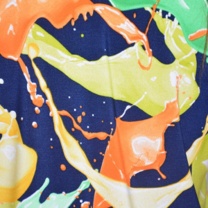 Bluza lejera de zi, cu imprimeu abstarct multicolor, pe fundal bleumarin - Img 6