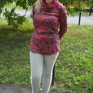 Bluza marsala cu decolteu rotund si maneca lunga, cu esarfa - Img 6