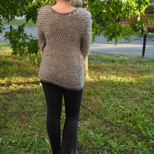 Bluza rafinata, bicolora, de culoare kaki-alb de buna calitate - Img 5