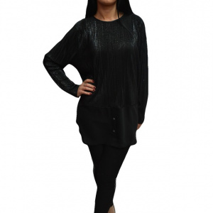 Bluza rafinata de culoare neagra cu fir argintiu, model elegant - Img 1