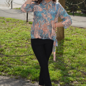 Bluza supradimensionata cu maneca trei-sferturi, multicolora - Img 7