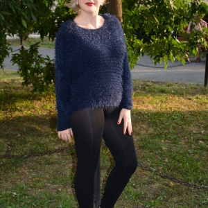 Bluza tinereasca din material gros, calduros, de culoare bleumarin - Img 7