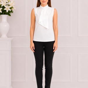 Bluza tinereasca, eleganta, culoare alba, model fara maneci