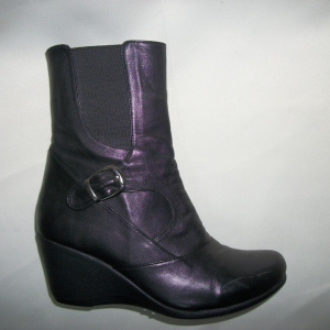 Botina casual, neagra cu elastic lat pe exterior si fermuar - Img 4