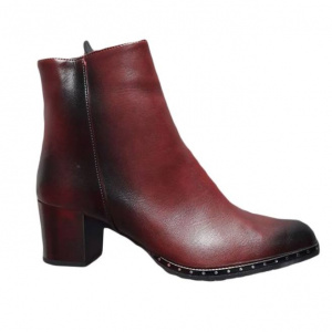 Botina comoda cu toc gros si design in degrade, nuanta marsala - Img 1