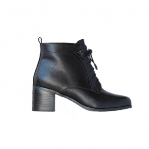 Botina neagra scurta pana la glezna, design minimalist cu siret - Img 1
