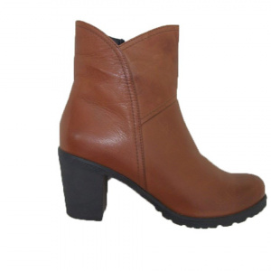 Botina simpla de zi, de culoare maro, cu model de cusaturi - Img 3