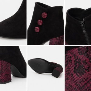Botine elegante Santiago cu imprimeu animal-print la toc,nuanta negru-mov - Img 2
