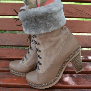 Botine trendy, imblanite, culoare maro - Img 6