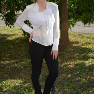 Camasa alba cu un model elegant, din material transparent - Img 3