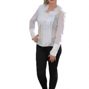Camasa alba cu un model elegant, din material transparent - Img 1