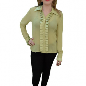 Camasa fashion verde deschis, material subtire transparent - Img 1