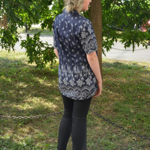Camasa lunga de vara, de culoare bleumarin cu imprimeu - Img 4
