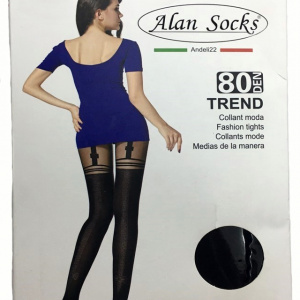 Ciorap trendy in nuanta de negru cu model chic la spate - Img 1